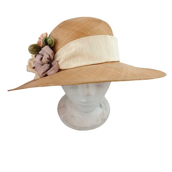 Lot of 3 VTG Liz Claiborne Wide Brim Straw & Felt Hats Fedora Floral Summer Hat main image 13